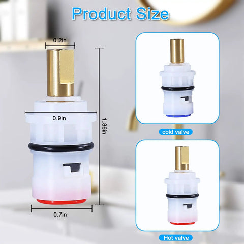 Dual Ceramic Stem Disc Faucet Cartridge Replacement Kit For Double Handle Bathroom Sink Taps Hot Cold Drip Proof valve size 1.86in