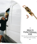 Heavy Duty Truck Toolbox Door Latch Kit With Adjustable Metal Hooks And Spring Hand Buckle, multifunctional view, white van