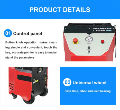 Control panel and universal wheel of Dry Ice Cleaning Machine For Manufacturing Equipment And Machinery Maintenance, Dry Ice Blasting System.