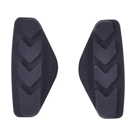 Close-up of 4 Pairs Road Bike Brake Pads 50 mm with nuts, spacers, and installation tool for caliper brakes, left and right marked.