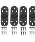 Heavy Duty 4 Pack 180 Degree Solid Hinge In Black Round Edge Zinc Alloy 80x30x2.2mm With 24 Screws For Folding Tables