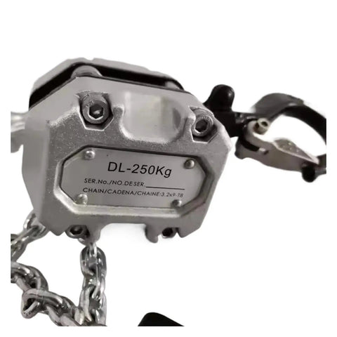 One Ton Aluminum Lever Hoist With Portable Chain Lifting Tackle Made For Light Job Site Work Featuring rugged alloy construction.