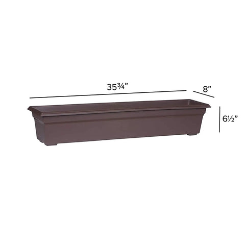 Brown Countryside Flower Box Planter 36 Inch Big Ol Lightweight Fade Resistant Plastic Garden Container For Indoor Outdoor Use