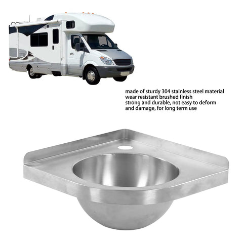 Corner Triangle Hand Wash Basin Sink With Brushed Finish For Kitchen And Bathroom next to RV, 304 stainless steel, compact design