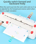 Electric Business Card Cutter With Nine Blades Automatic Binding Fast 50 RPM Card Slitter in use with paper card visible