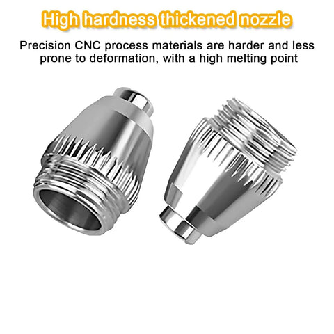 Close-up of high hardness thickened nozzle from 24 Pcs AG60 SG55 WSD 60P Car Plasma Cutter Consumables Kit with intricate design.