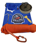 All-In-One Magnet Fishing Kit With 4000 Pounds Combined Pull-Force, Double-Sided Magnet, 65-Foot Rope, Gloves, Carabiner, Hook, Bag, Threadlocker, And Scraper — Your Ready-To-Go Gear For Freshwater And Debris Finds
