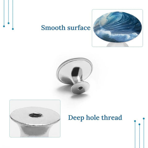 Ocean Waves 2 Piece Cabinet Knob Set Pull Handles featuring smooth surface and deep hole thread, aluminum alloy, modern look