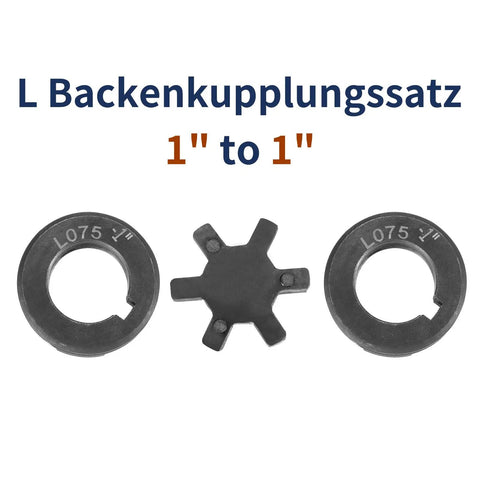 1 Inch To 1 Inch L-Jaw Flexible 3 Piece Coupling Set With Buna N NBR Rubber Spider HT250 Steel For Log Splitter Power Transmission