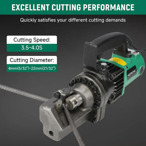 Close-up of Heavy Duty 7/8 Inch Electric Hydraulic Rebar Cutter showing cutting mechanism for 4-22mm rods.