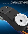 High Speed Universal RS390 Electric Motor For Kids Ride On Cars 6V/12V Drive Engine with gearbox, black and white detail.