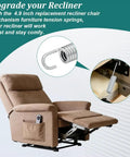 Solid 5 Inch Recliner Spring Replacement Set For Couch And Chair Mechanism Fix No Sweat Tension Coil Extensions With Secure Hook For Furniture Refresh And Comfort, shown on a reclining chair, detailing hook and spring.