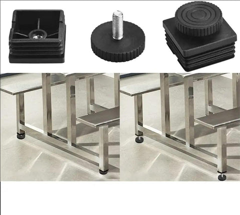 Adjustable Leveling Feet Kit For Furniture 16 Sets 38x38mm Square Tube Insert M8 Thread Glide Levelers for desks, black, floor protection.