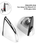 Heavy Duty 6 Pack Adjustable Glass Shelf Brackets With Glass Clips, Zinc Alloy Clamp Holders shown in brushed finish