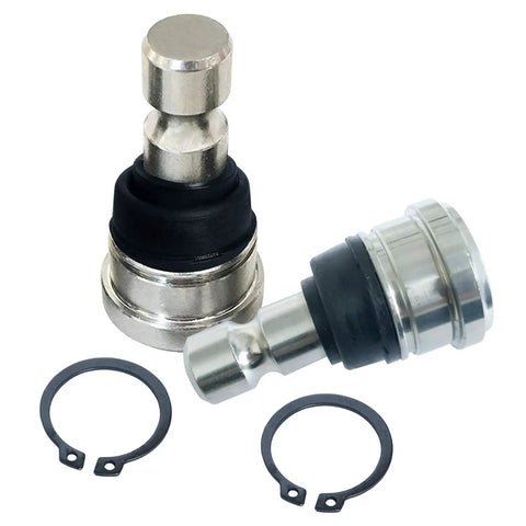 Four Piece Front Ball Joint Kit For Polaris RZR 570 800 900 And Ranger Sportsman 850 1000 Premium Upper And Lower Direct Fit Replacements With OEM Style Fitment 2010 To 2020, two metal ball joints and retaining clips