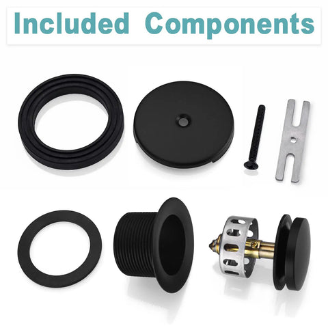 Tip Toe Bathtub Drain Conversion Kit With Overflow Faceplate In Matte Black Solid Brass Construction For Longevity Fits Standard One And Half Inch Bathtub Waste Universal Tub Drain With Top Elbow Easy Install Bath Trim Set