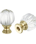 Gold Tone Crystal Lamp Finial Cap For Lampshade Harp Top One Quarter Twenty Seven Thread Heavy Duty Metal Nut Knob With Pumpkin Ball Shape Dope