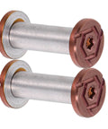 Top Shelf Stainless Steel Knife Handle Screws For Quick Blade Fabrication Featuring Straight Slot Notch, close-up view of screws with hex head.