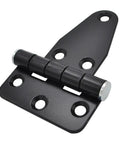 Industrial Grade Iron Hinge For Electric Switchgear And Automation Control Panel Doors Featuring Heavy Duty Construction And Badass Cabinet Swing Action, black metal hinge with multiple mounting holes.