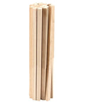 Top Shelf 60 Pack Of 1/2 By 12 Inch Unfinished Paulownia Square Dowel Rods stacked vertically, showcasing smooth wood strips for crafts.