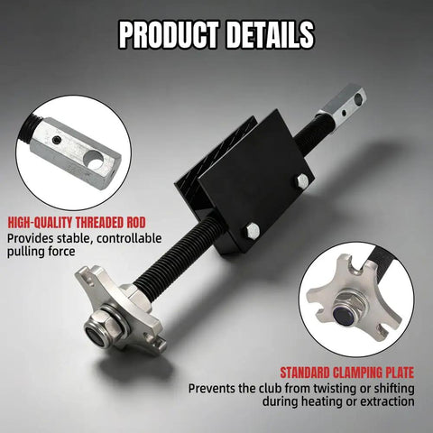 Three Size Adjustable Golf Shaft Puller And Club Shaft Extractor for Steel and Graphite Golf Clubs showing mechanism details