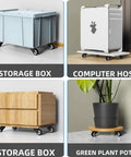 4-Pack 2-Inch Gate Wheels with Vertical Mount Anti-Sag Support used under storage boxes, computer host, and plant pots.