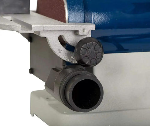 Close-up of knob and angle adjustment on Variable Speed Belt and Disc Sander 1 Inch By 30 Inch Belt With 6 Inch Disc Three Quarter HP 120V.
