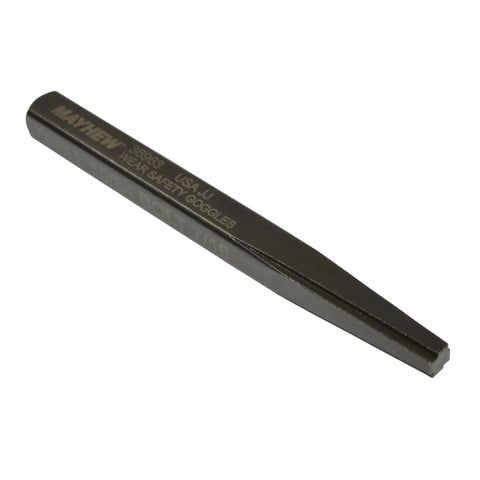 Close-up of Mayhew Tools Screw Extractor Set Piece, part 36963, black oxide finish, for removing seized screws, made in USA.