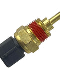Coolant temperature sensor with brass threaded body, red gasket, and black plastic connector