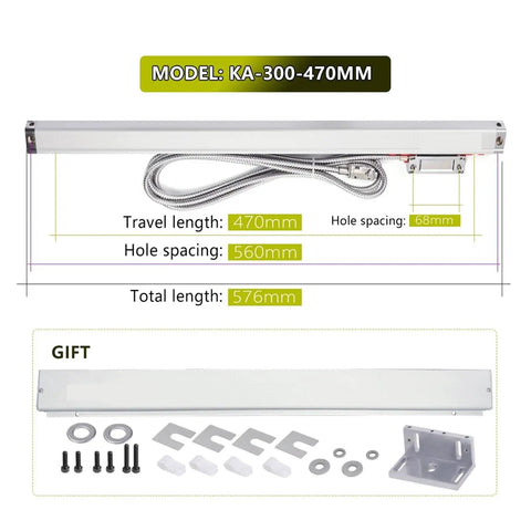 Pro Grade 0.005mm Precision Linear Scale Encoder With Optical Grating Ruler Sensor For DRO Lathe Milling Machines 70mm To 470mm Lengths with accessories