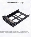 Heavy Duty 5 Bay External Hard Drive Enclosure In Sleek Black With Blazing Usb 3.0 And Esata Ports For Plug And Play Raid Storage That Flexes Both 2.5 And 3.5 Inch Sata Drives Without Breaking A Sweat, showing tool-less HDD tray design.