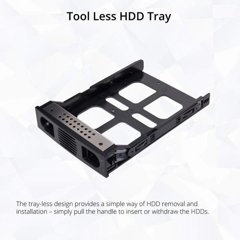 Heavy Duty 5 Bay External Hard Drive Enclosure In Sleek Black With Blazing Usb 3.0 And Esata Ports For Plug And Play Raid Storage That Flexes Both 2.5 And 3.5 Inch Sata Drives Without Breaking A Sweat, showing tool-less HDD tray design.