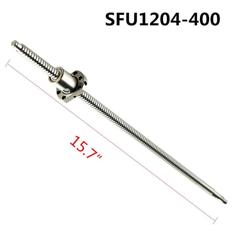 Pro Grade Cnc Linear Guide Rail Kit Sbr12-400 Paired With Sfu1204-400Mm Ball Screw showing 15.7" polished steel component