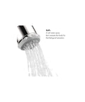 Showerhead With Three Spray Modes And Pulsating Massage Soft Spray Quick Clean In Chrome showing soft water spray stream