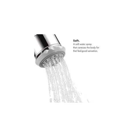 Clubmaster Handheld Shower Head With Easy Install Mount, 4 Inch Diameter, 3 Spray Modes Full, Soft, Pulsating Massage, Chrome Finish, Compact Small Size showing soft spray mode