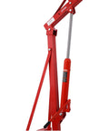 Heavy Duty Two Ton Folding Engine Hoist Cherry Picker Shop Crane with hydraulic ram and red steel frame for garage use.