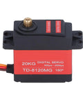 Badass 20 kg Digital Servo Motor With Rugged All Metal Gears And Heavy Torsion Capacity For RC Cars And Robots, top view.