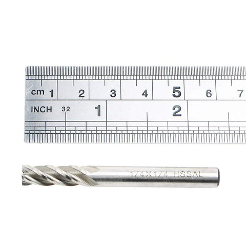 End mill, 1/4 inch HSS, 4-flute, straight shank for CNC routing