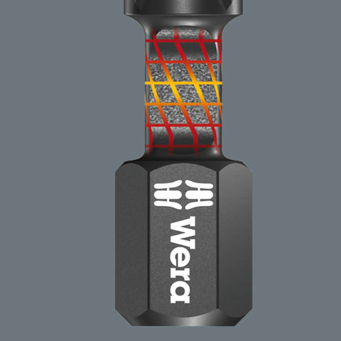 Close-up of a bit from Bit-Check 30 Impaktor 1 30-Piece Bit Set for Impact Drivers With Upright Stand Tough Impaktor Technology