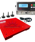 Rugged 24X24 Industrial Floor Scale Pulling 5000 Lb Loads, matched with a sharp digital stainless display for warehouse use.