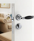 Retro Style Zinc Alloy Door Lock With Ceramic Knob And Quiet Bedroom Handle Toilet Door Hardware Luxurious Mute Lock Set in black finish