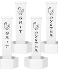 Slick 4 Pieces Hanging Auto Gravity Dispenser For Your Backyard Gang With Large Grit And Oyster Shell Compartments, 4 white grit and oyster dispensers.