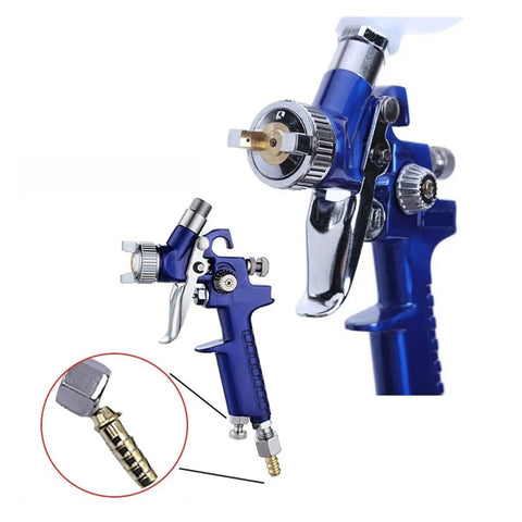 Premium Mini Paint Sprayer With Slick Adjustment Knobs And Hassle Free Setup For Rapid Car Detailing and Smooth As Glass Coatings, view of nozzle and adjustment dial.