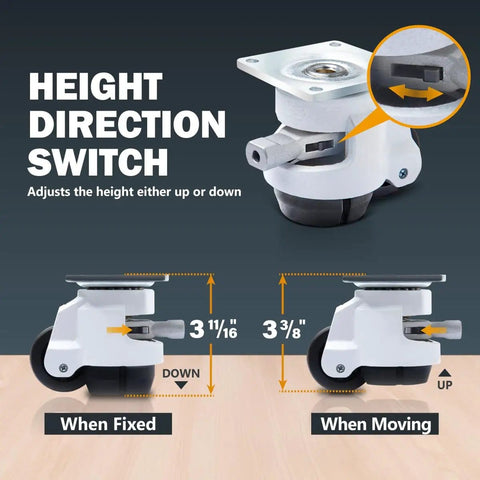 2 Inch Leveling Casters Set Of 4 With Adjustable Ratchet Handles Retractable Feet 360 Degree Swivel Heavy Duty Mobility For Workbenches Machines And Equipment Built Tough For Any Job