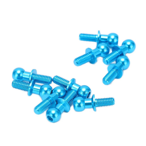 Beefed-Up Aluminum RC Ball Link Track Rod Set For TT01 TT02 Cars, 10 Pieces Ball Screw Ends, blue aluminum alloy