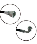 Close-up of 23 inch hydraulic hose with 1/2 inch JIC swivel ends for LA764 LA765 LA766 LA805 TL1000 loaders.