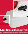 Close-up of Tow Behind Spot Sprayer With Dual Tank Design quick connect chemical tank on translucent white background