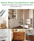 21 Inch Undermount Soft Close Drawer Slides Full Extension Heavy Duty Cabinet Hardware Six Pair Set for wardrobe drawers and kitchen.