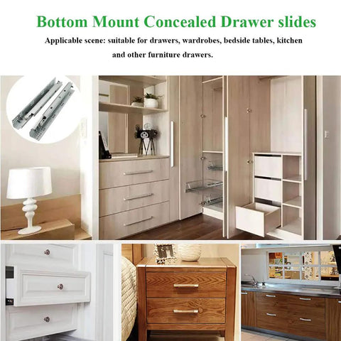 21 Inch Undermount Drawer Slides With Soft Close And Full Extension, 100 Lb Capacity, 1 Pair, Includes Mounting Screws, 3D Locking Devices, Rear Mounting Brackets, No Fuss Setup, bottom mount concealed drawer slides