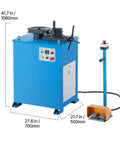 Heavy Duty Electric Pipe Bender Providing No Sweat Bending For Fast Metal Fabrication Featuring Five Precision Steel Dies Auto Manual Operation And Real Deal One Eighty Degree Range For Serious Shop Projects Daily shown with dimensions.